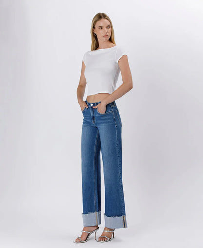 Remedy High Rise Cuffed Wide Jeans