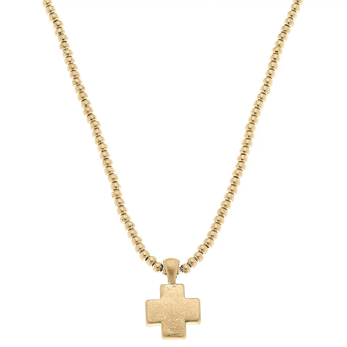 Macy Small Cross Pendant with Ball Bead Chain Necklace | Canvas