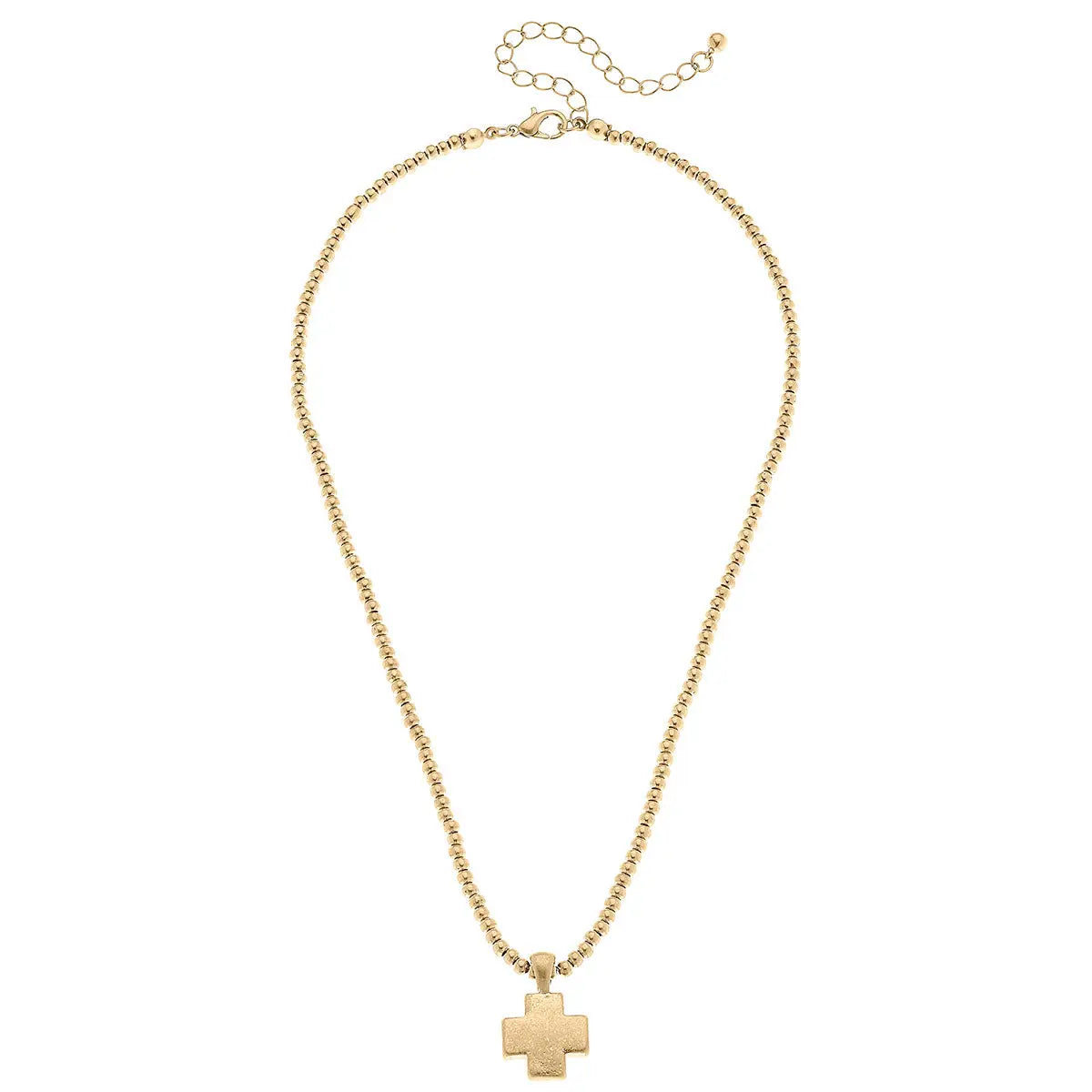 Macy Small Cross Pendant with Ball Bead Chain Necklace | Canvas