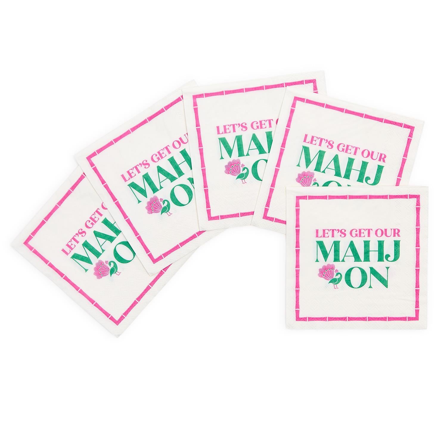 Let's Mahj On 3-Ply Paper Cocktail Napkin | Pack Of 30