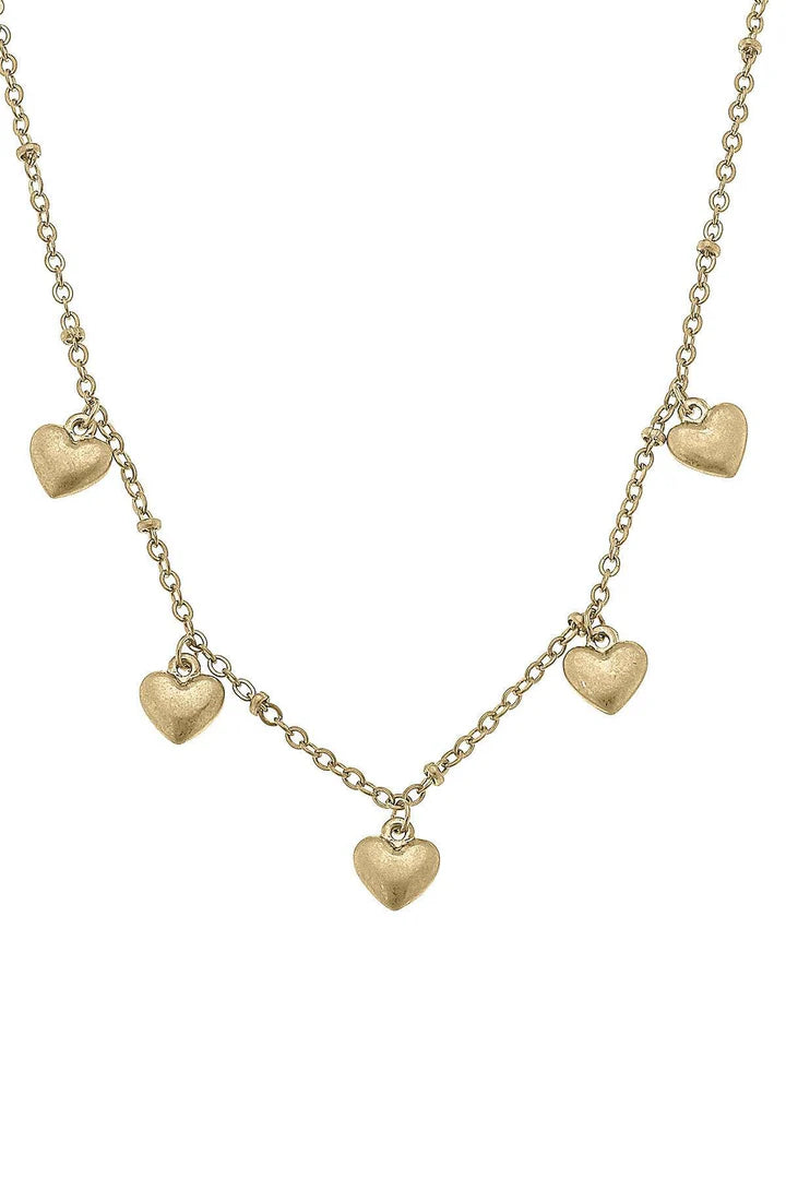 Mason Heart Charm Station Necklace | Canvas