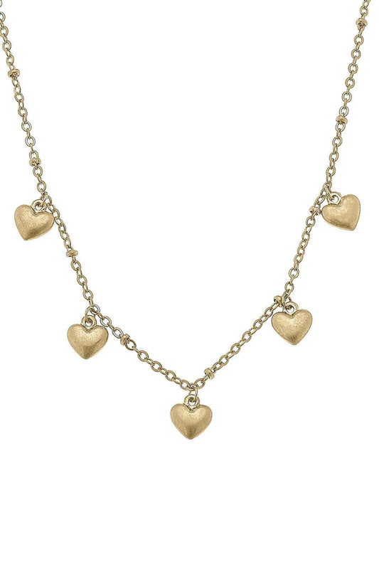 Mason Heart Charm Station Necklace | Canvas