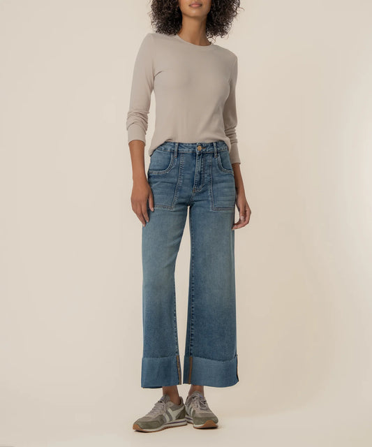 Meg High Rise Wide Leg With Roll Up Pants