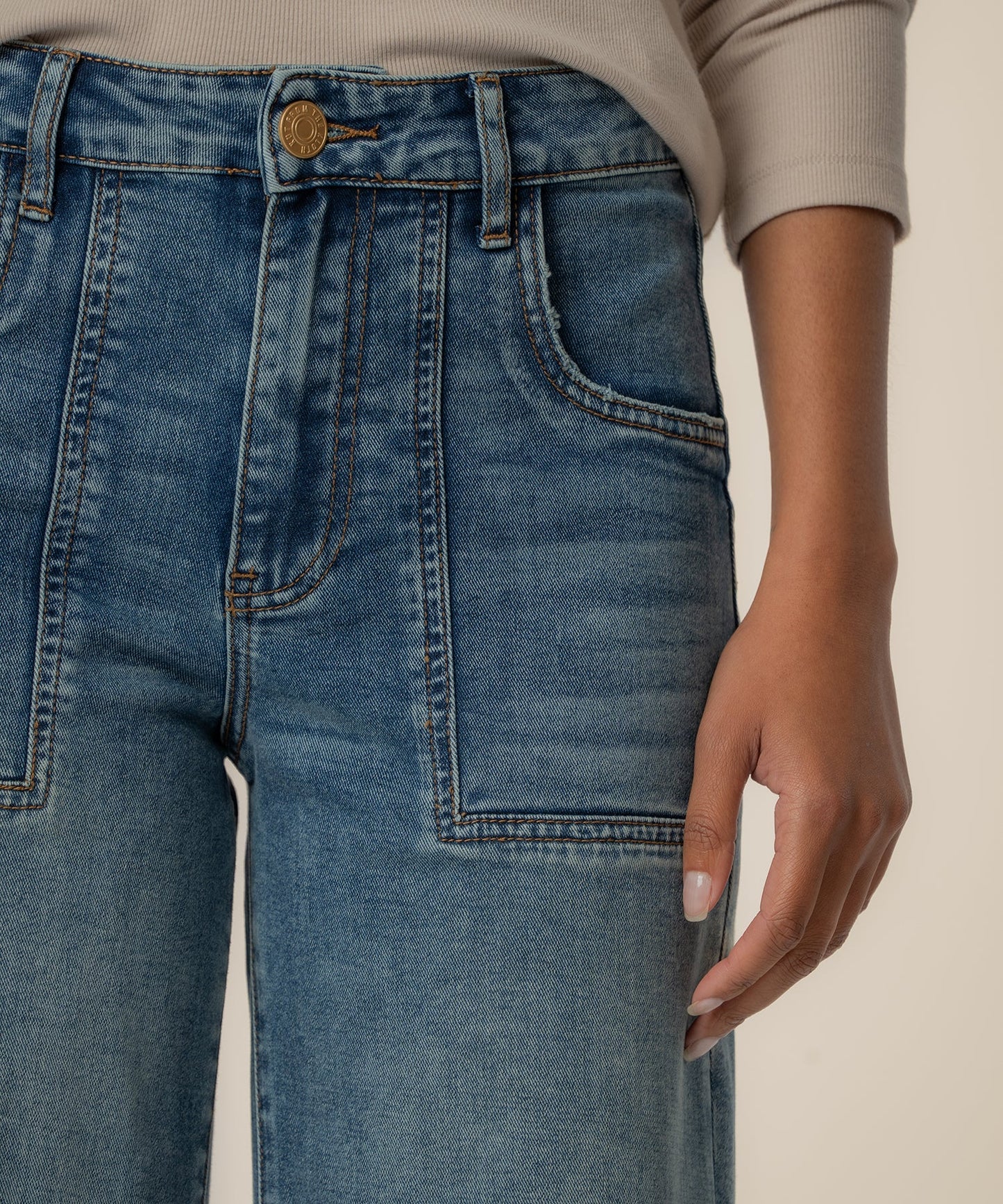 Meg High Rise Wide Leg With Roll Up Pants