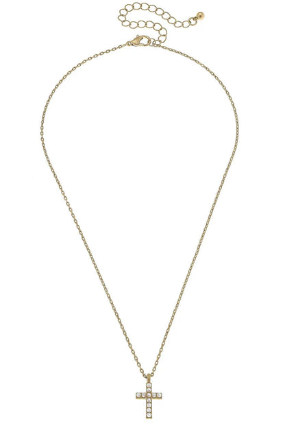 Meryl Pearl Studded Cross Pendant Necklace | Canvas