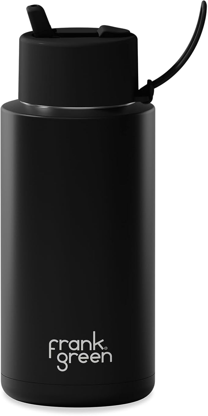 Ceramic Reusable Bottle with Flip Straw Lid | Large 34oz