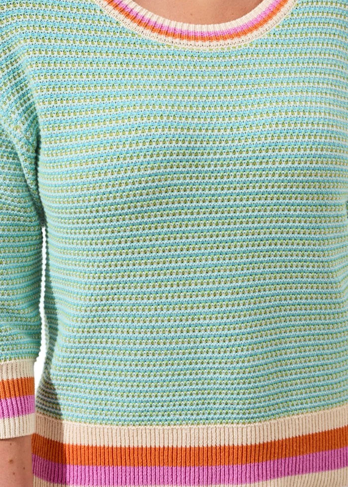 Scoop Neck Cotton Stripe Sweater