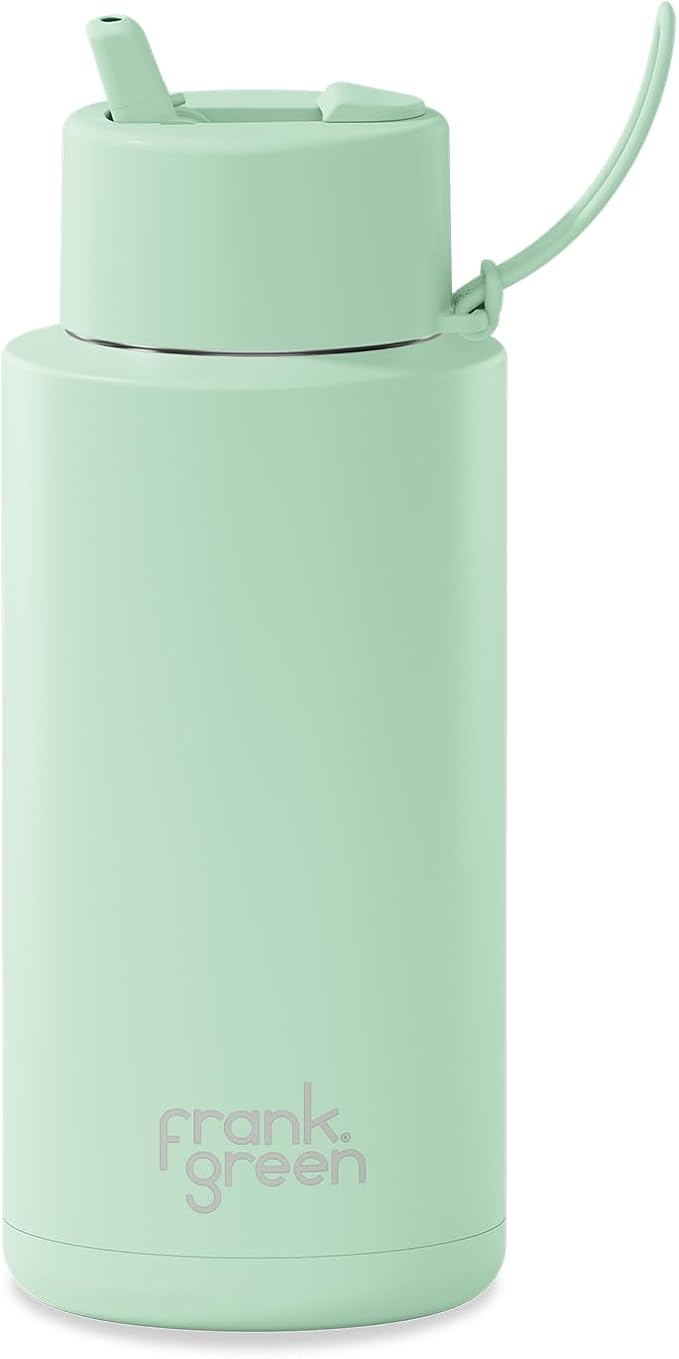 Ceramic Reusable Bottle with Flip Straw Lid | Large 34oz