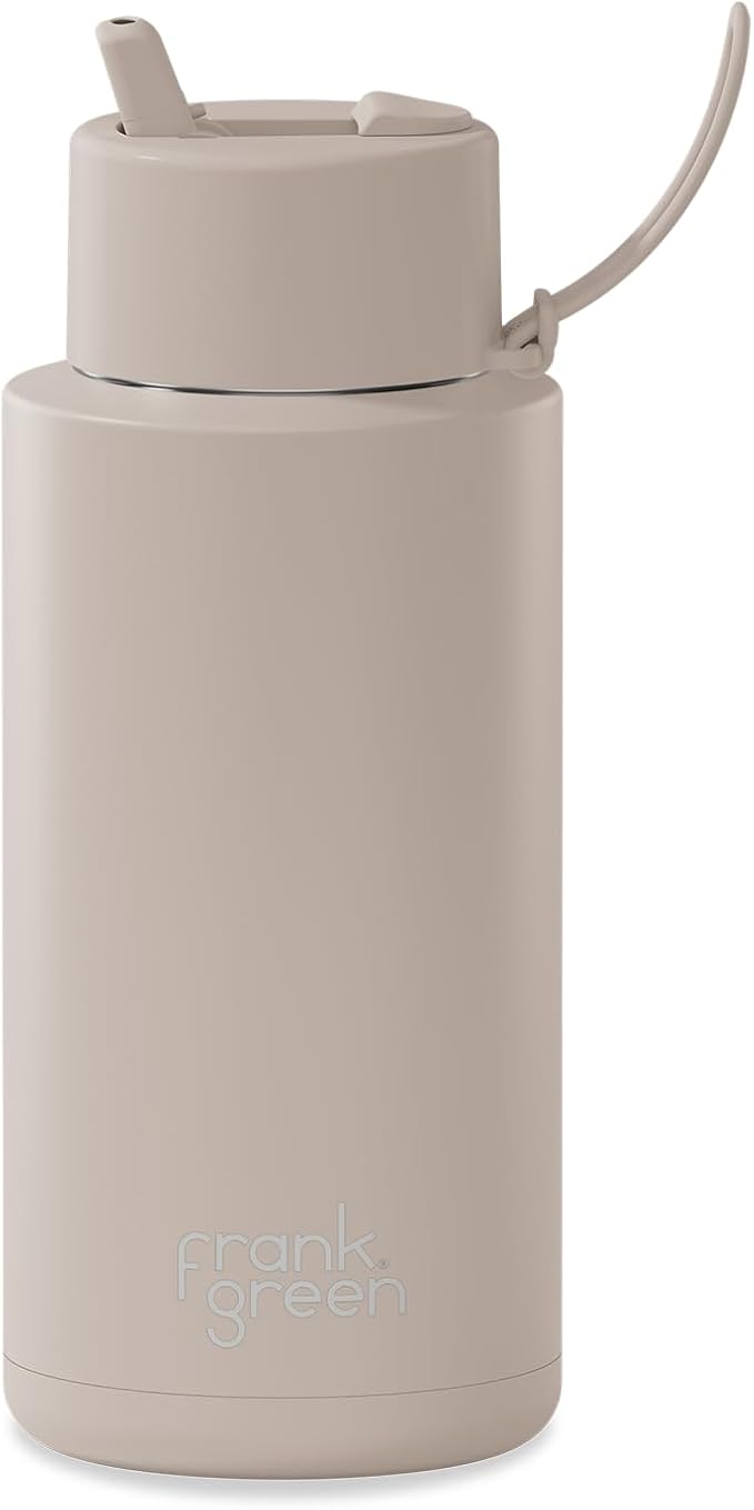 Ceramic Reusable Bottle with Flip Straw Lid | Large 34oz