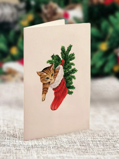 Mini Pop Up Card | Meowy Christmas Tree