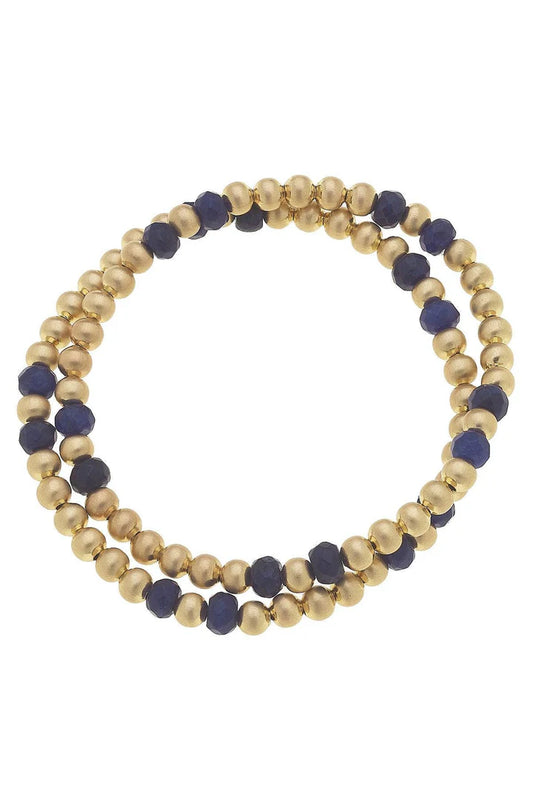 Hallie Semiprecious Ball Bead Stretch Bracelets | Set of 2 | Canvas