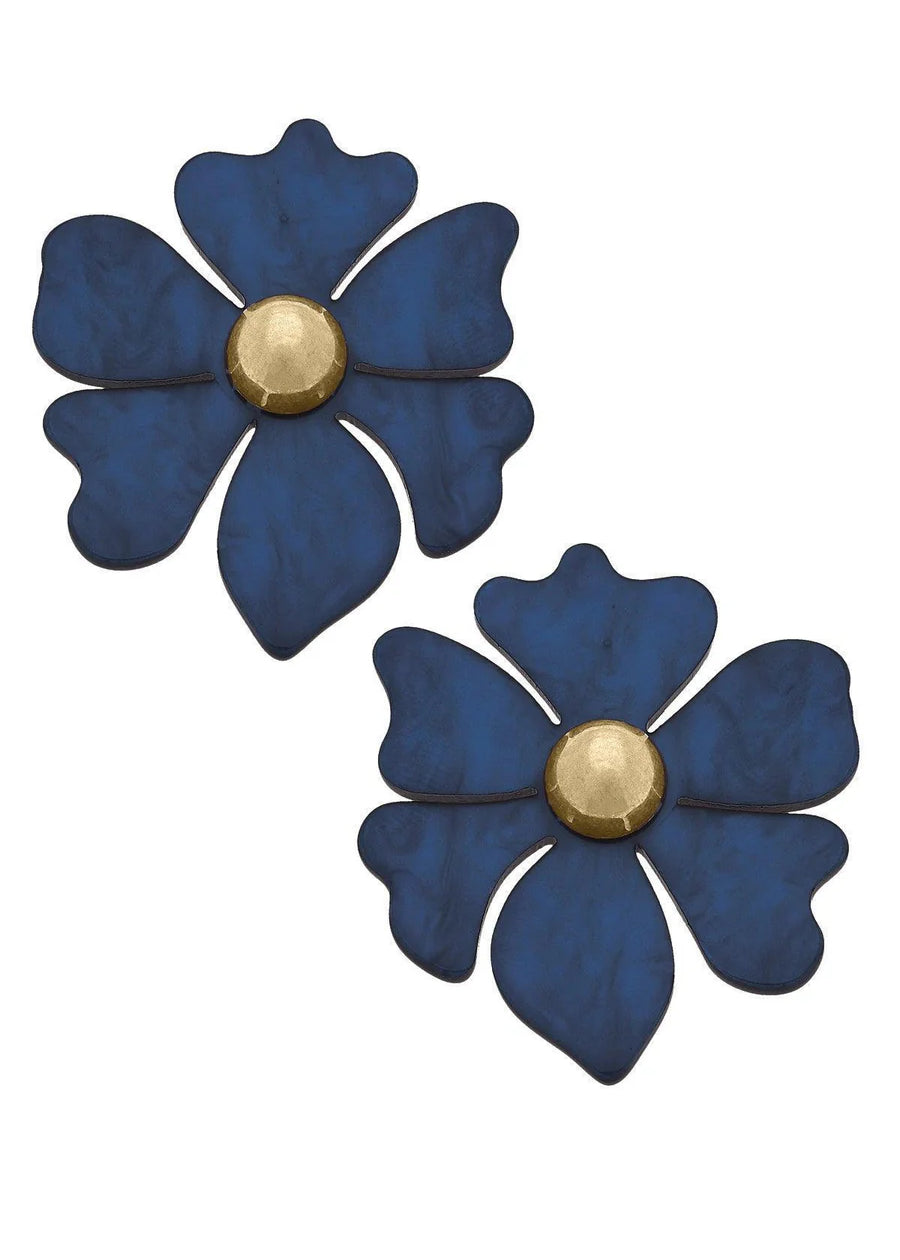 Sophie Marbled Resin Flower Stud Earrings | Canvas