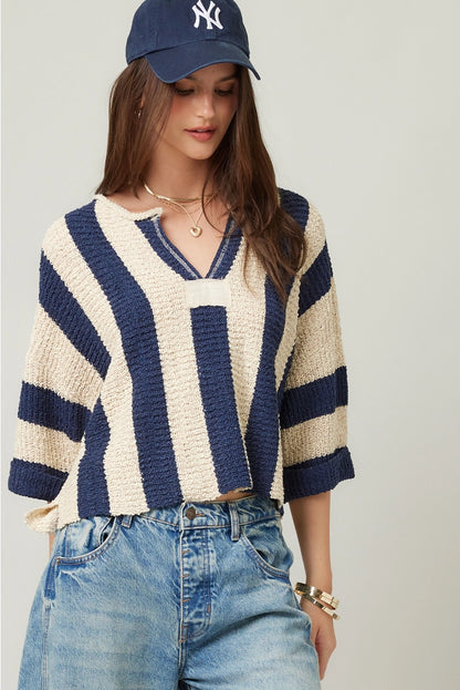 Striped Vibes Cropped Sweater