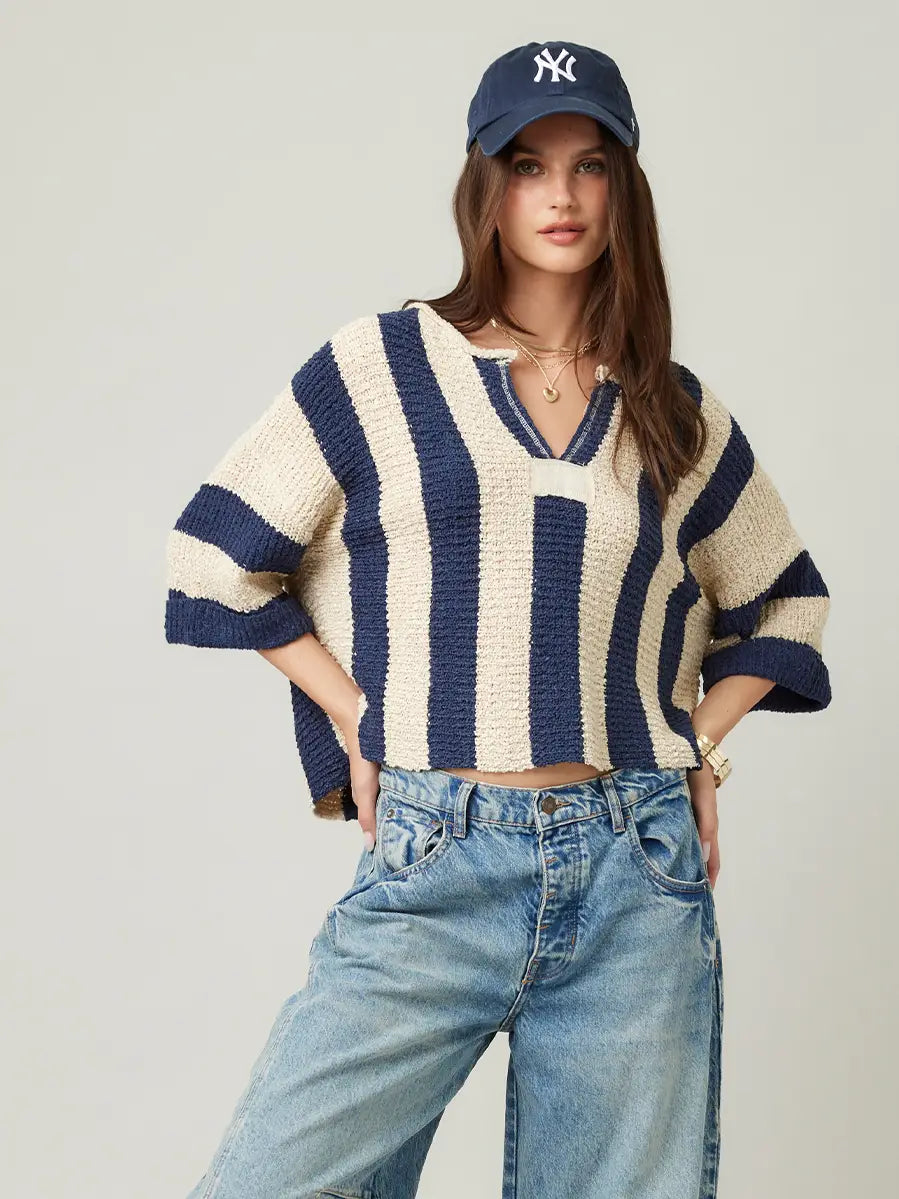 Striped Vibes Cropped Sweater