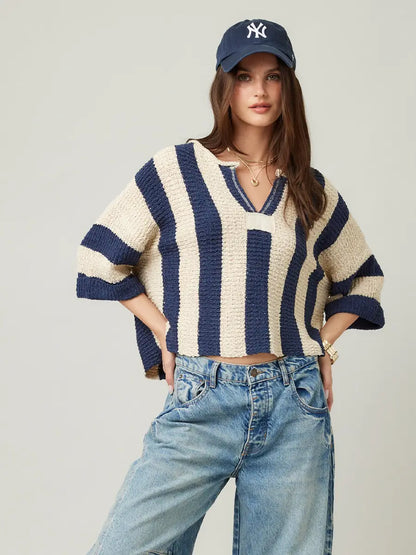 Striped Vibes Cropped Sweater