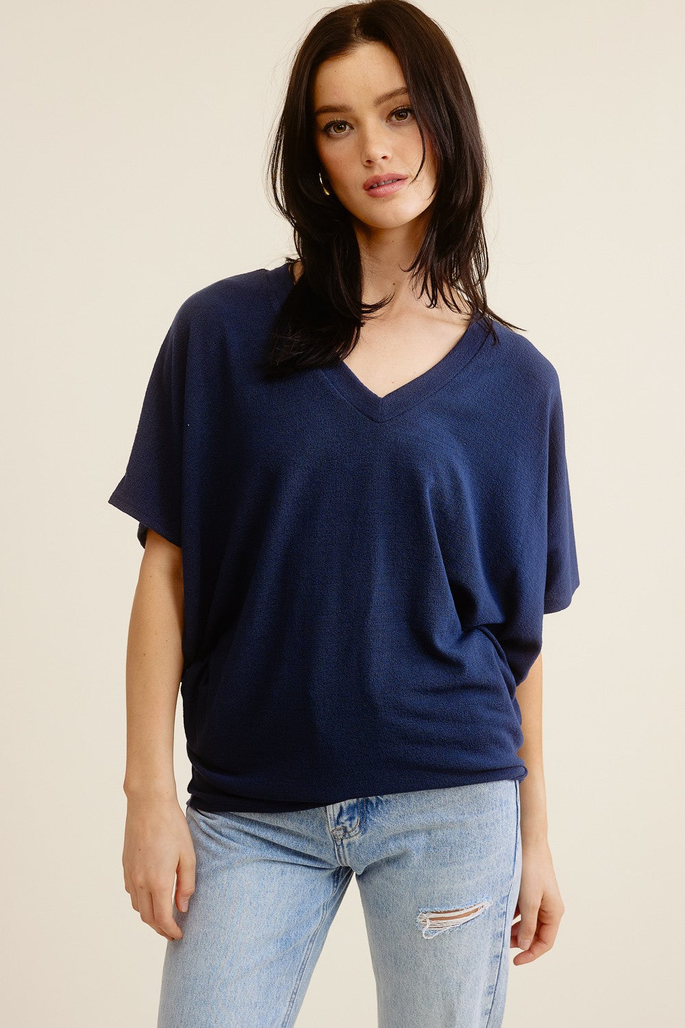 Short Sleeve V Neck Callie Cacoon Top