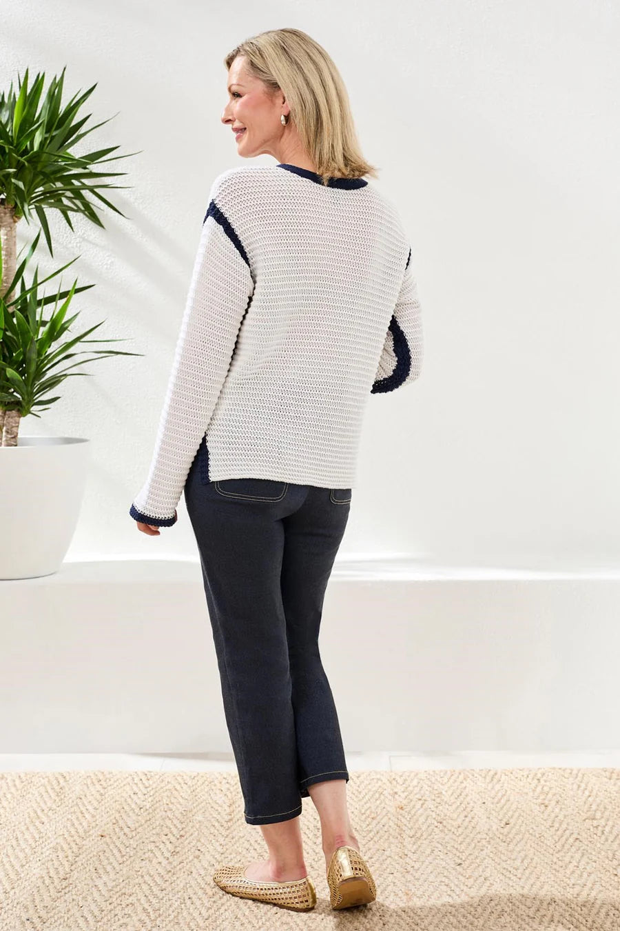 Notch Collar Sweater With Tassel Tie