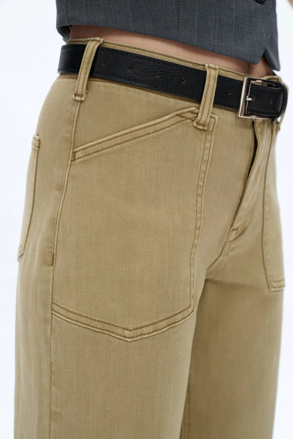 Mid Rise Wide Leg Pants