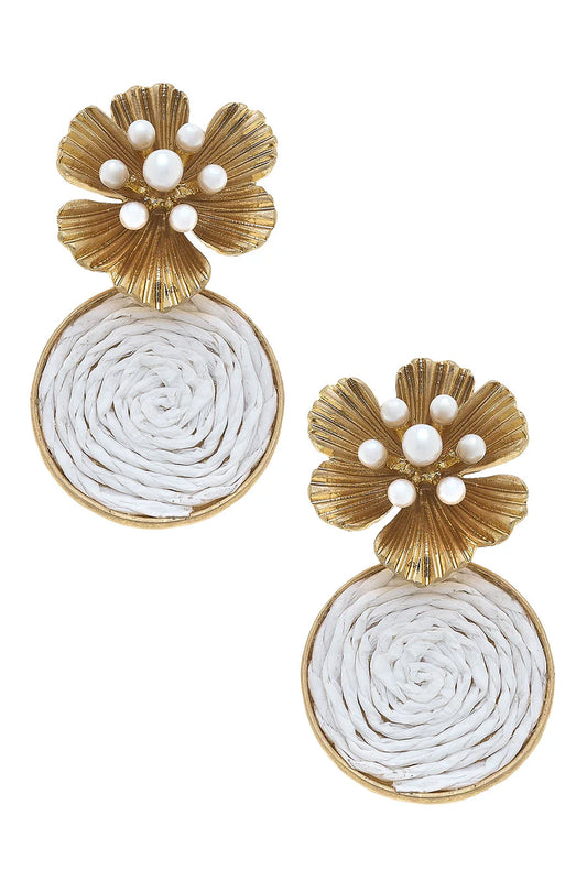 Palm Beach Pearl And Raffia Earrings