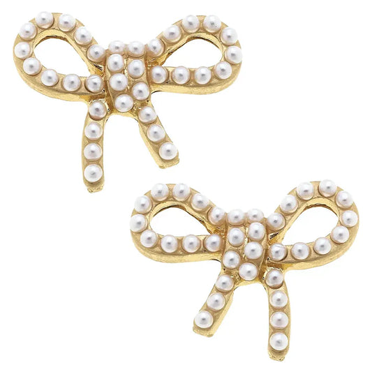 Mariah Pearl Studded Bow Stud Earrings | Canvas