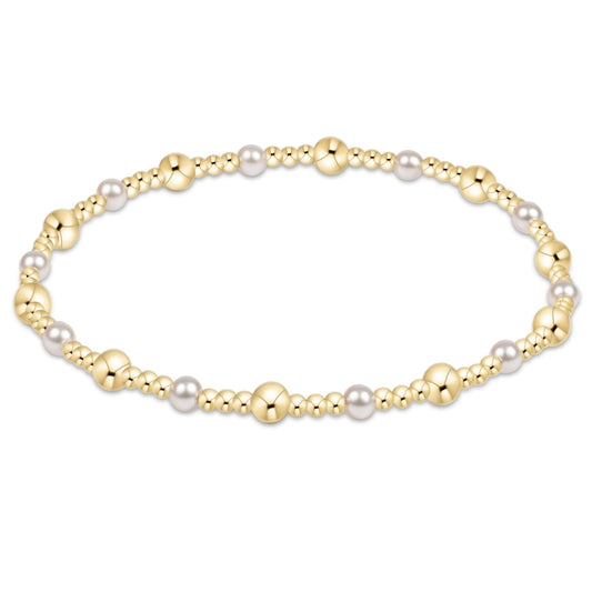 Classic Gold Sincerity Pattern Bracelet | 4mm | Pearl