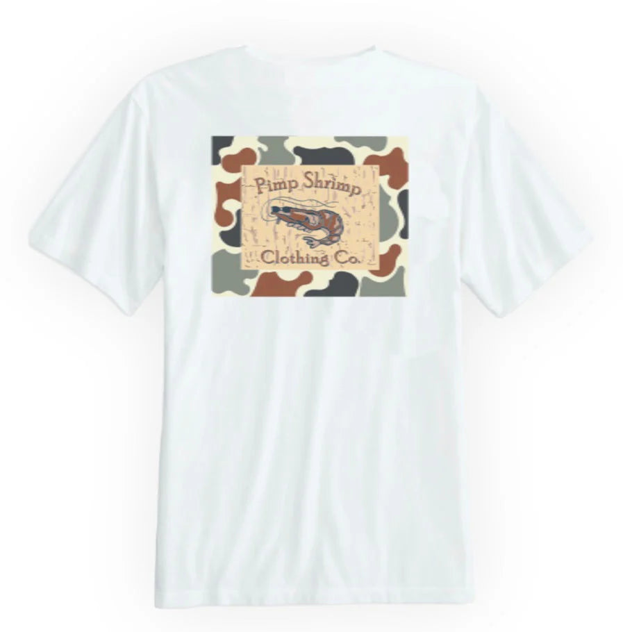 Short Sleeve Camo-Back Pocketed Tee | Pimp Shrimp Clothing Co.