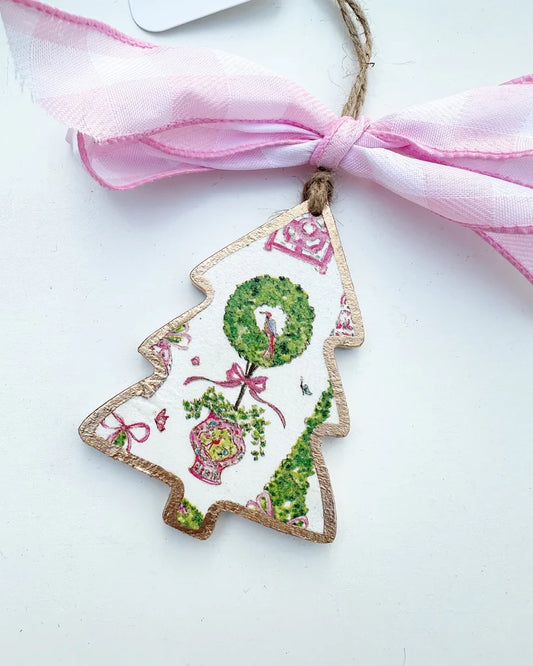 Pink Chinoiserie Topiary Tree Ornament