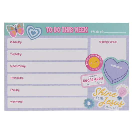 Shine For Jesus Undated Planner Pad for Girls