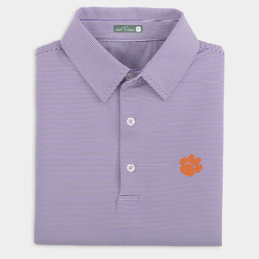 Club Pinstripe Performance Polo | Clemson Paw Logo
