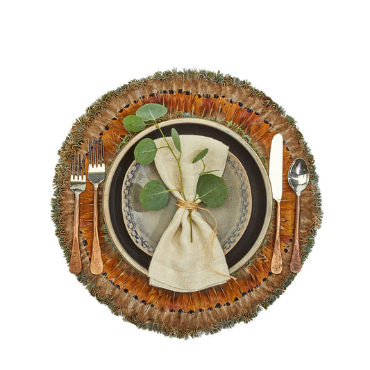 Pheasant Park Round Decorative Mats | Pheasant Feathers | Set of 6