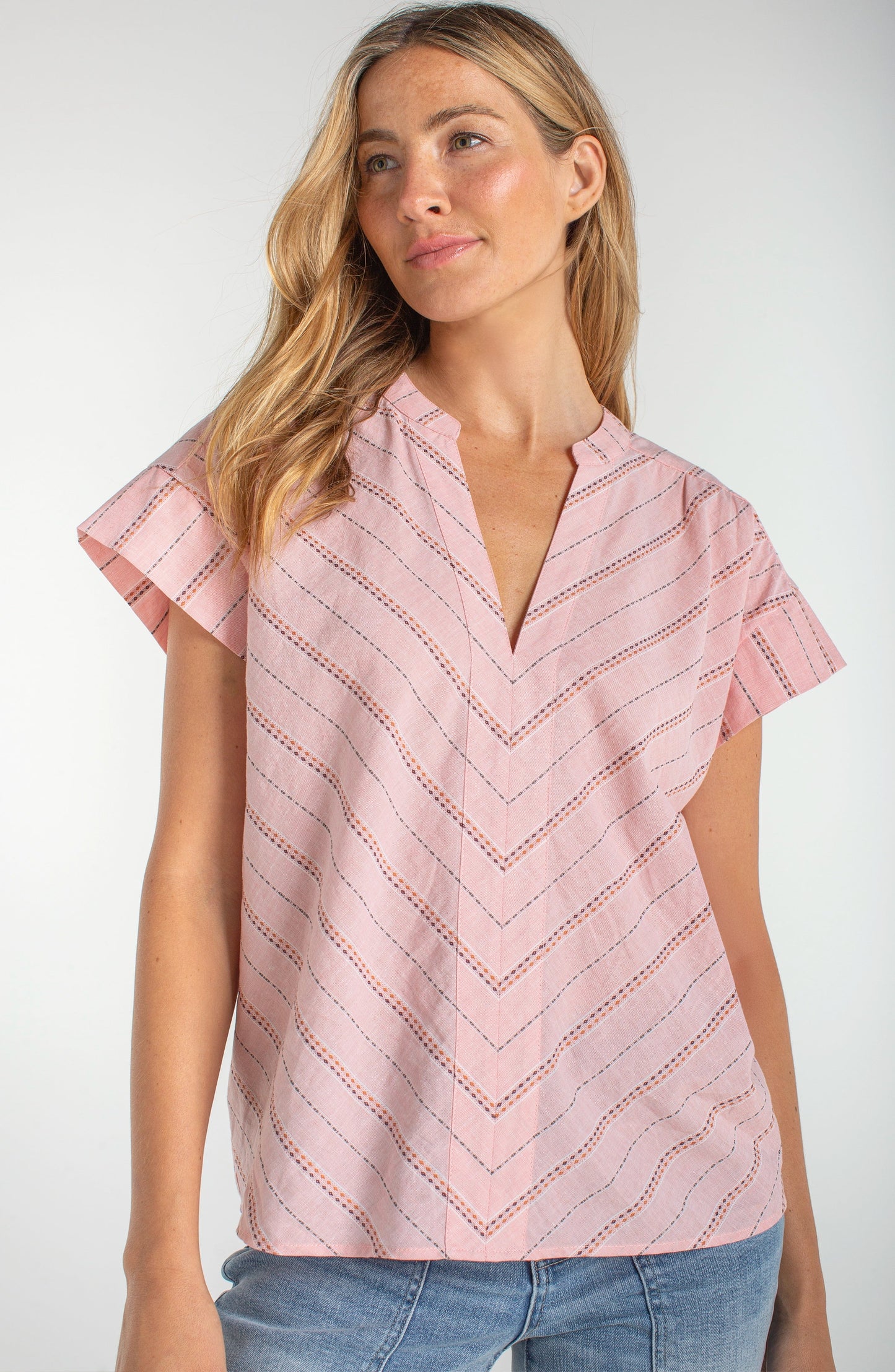 Short Sleeve Popover Woven Top