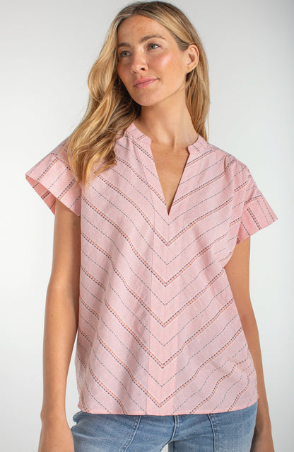 Short Sleeve Popover Woven Top