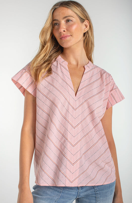 Short Sleeve Popover Woven Top