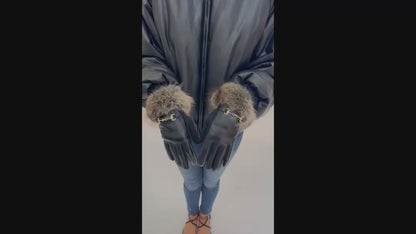 Vegan Leather Faux Fur Cuff Glove