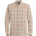 Heybo Outdoors Whitfield Dress Shirt in Moonlight featuring a classic button-down collar, chest pocket, laser-engraved buttons, and comfortable stretch.