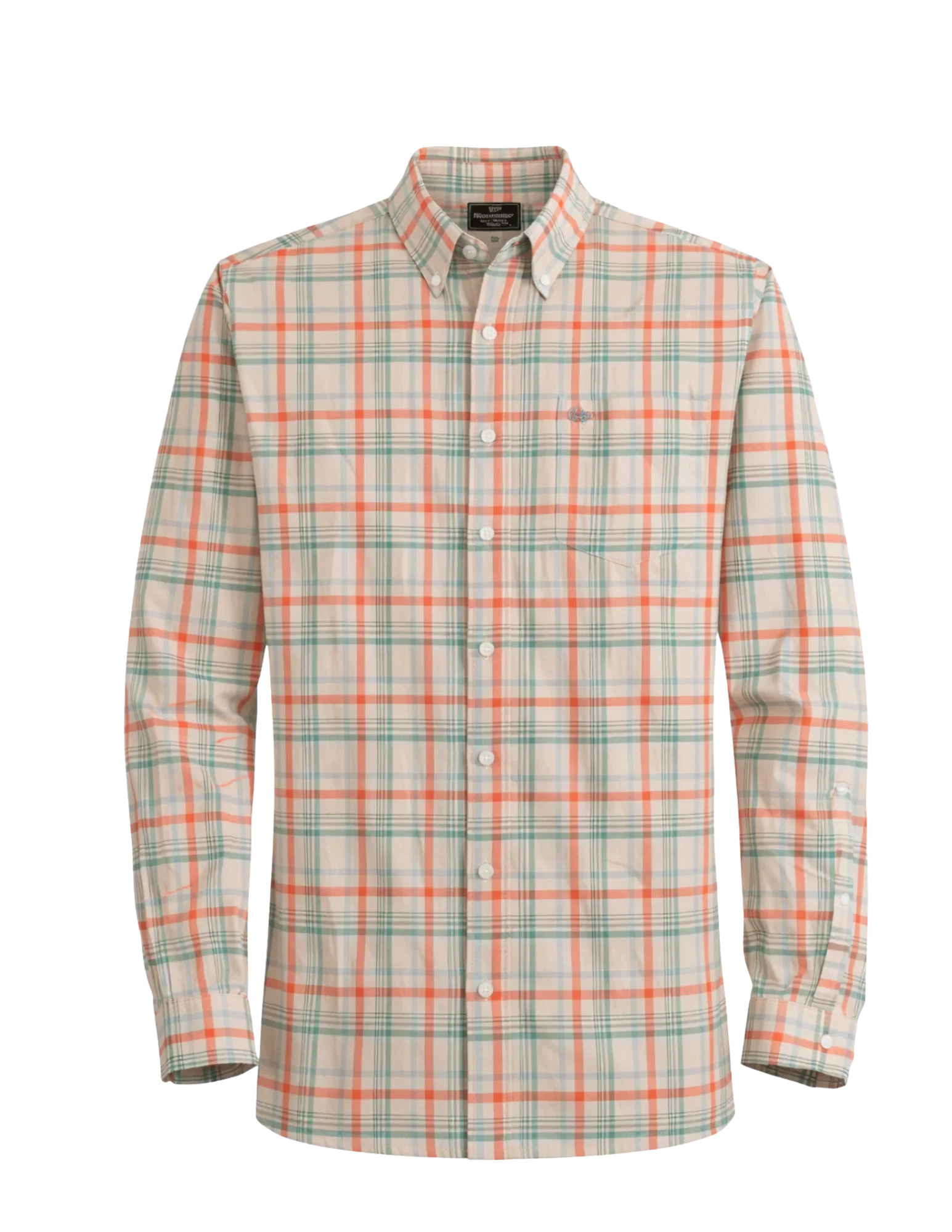 Heybo Outdoors Whitfield Dress Shirt in Moonlight featuring a classic button-down collar, chest pocket, laser-engraved buttons, and comfortable stretch.