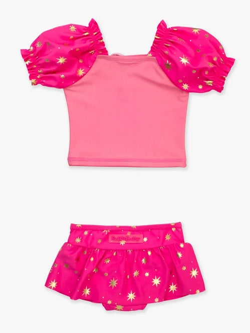 Sleeping Princess Puffed Sleeve Skirted 2-Piece Swimsuit | RuffleButts