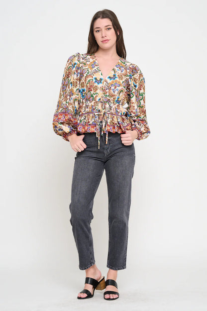 Royal Bloom Long Sleeve Blouse