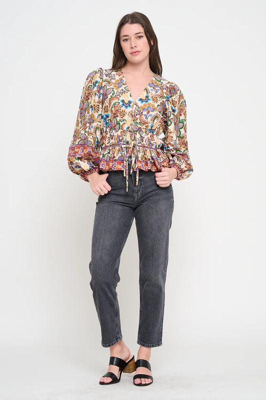 Royal Bloom Long Sleeve Blouse