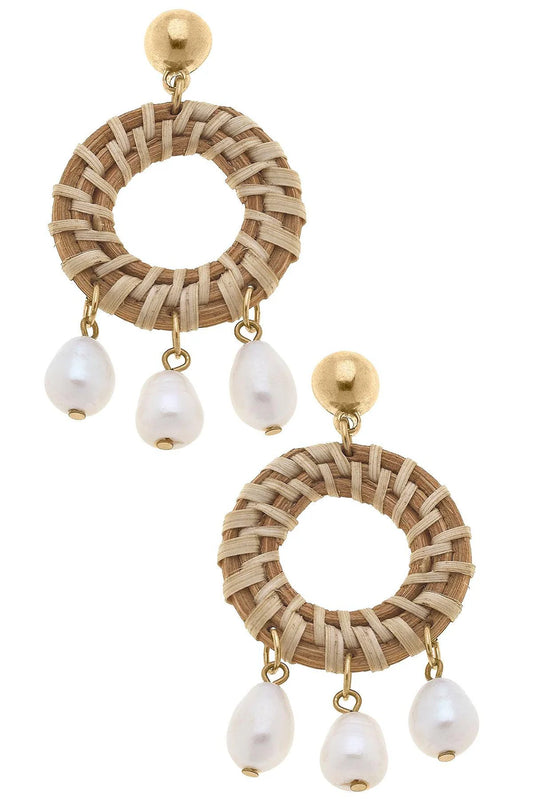 Reyna Wicker Pearl Drop Hoops