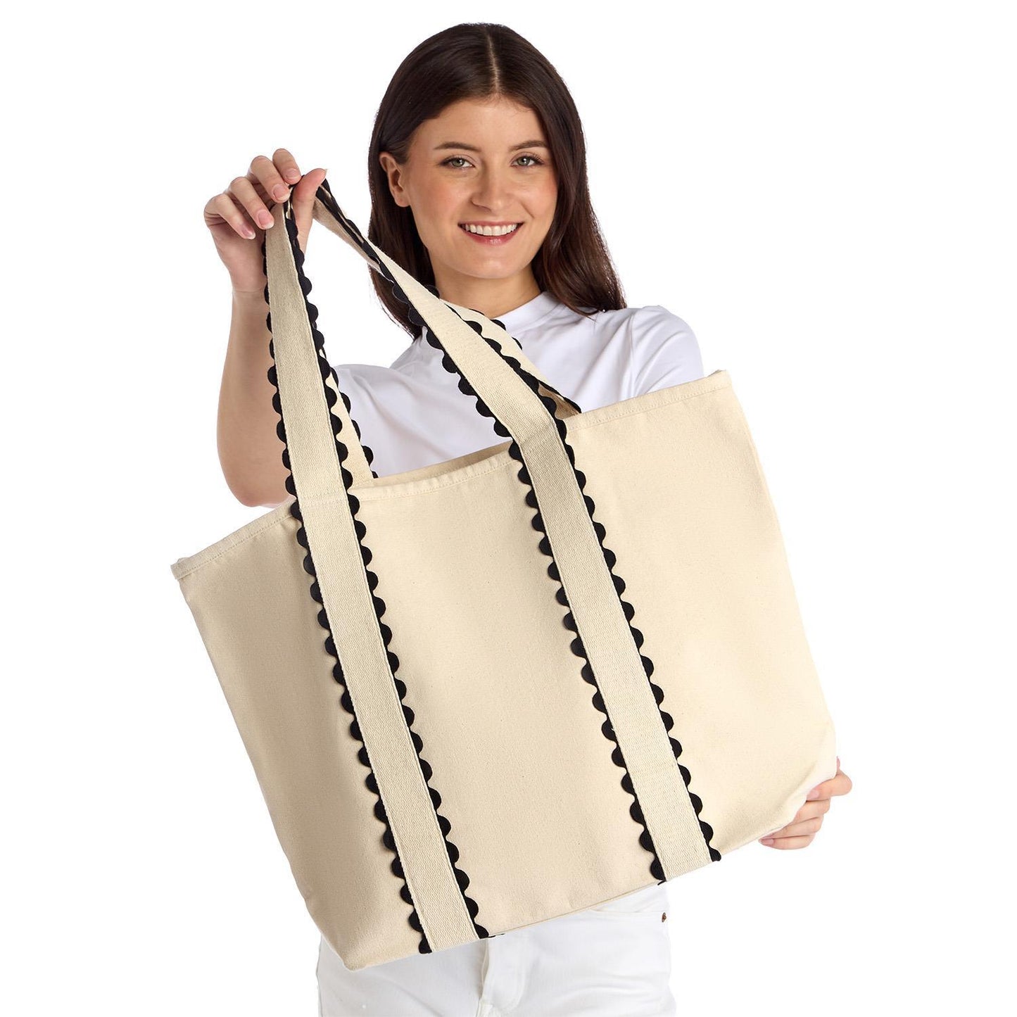 Neutral Ground Ric Rac Trim Tote