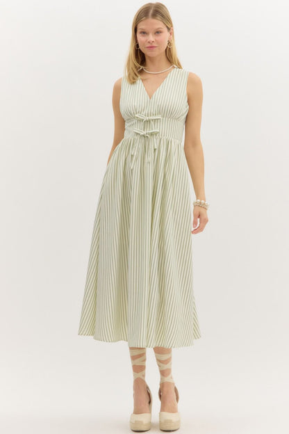 Stripe & Sweetheart Midi Dress