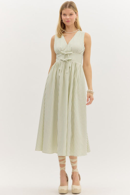 Stripe & Sweetheart Midi Dress