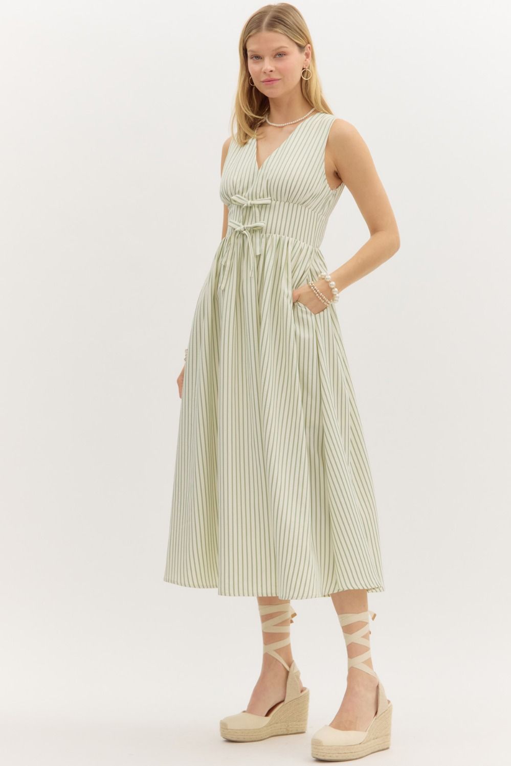 Stripe & Sweetheart Midi Dress