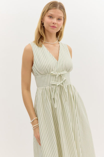 Stripe & Sweetheart Midi Dress