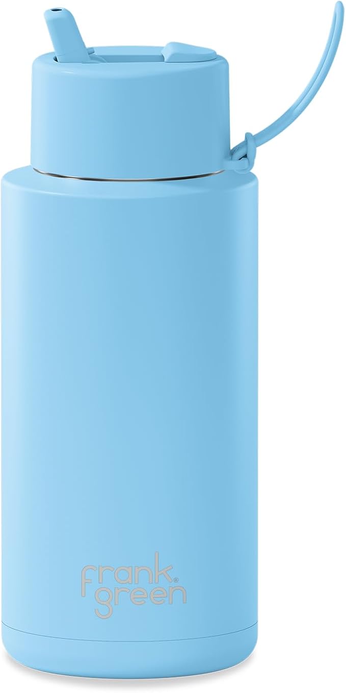 Ceramic Reusable Bottle with Flip Straw Lid | Large 34oz