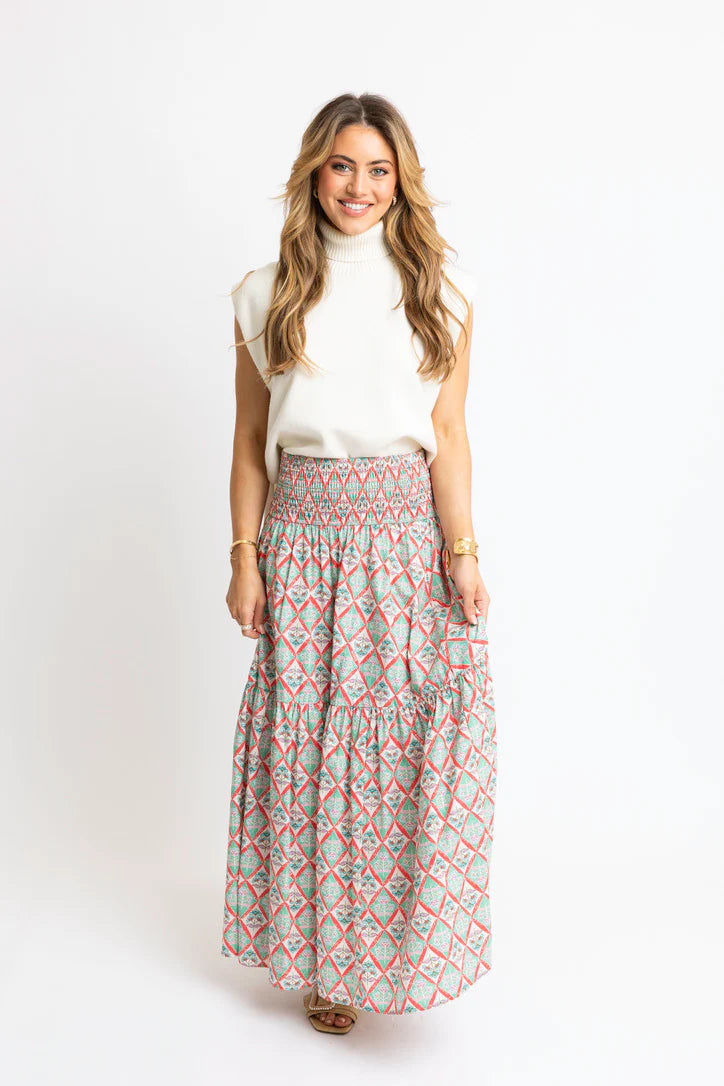 Paris Floral Smock Tier Maxi Skirt | KARLIE