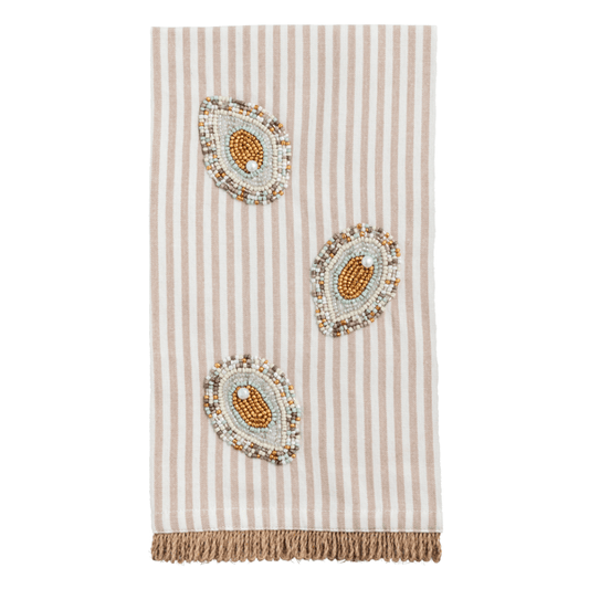 Striped Beaded Oyster Towel