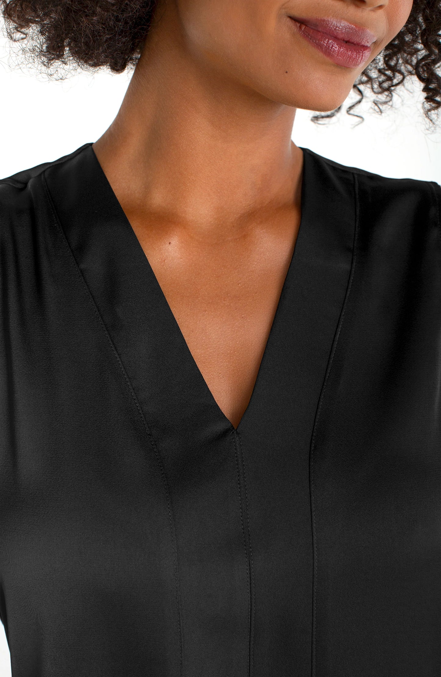 Sleeveless V-Neck Woven-To-Knit Top