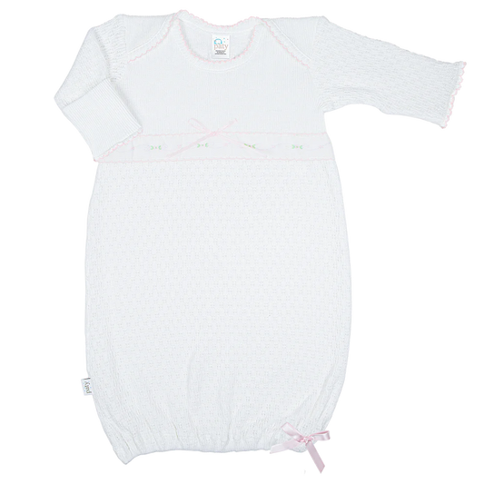 Knit Overlap Shoulder Gown with Swiss Floral Gown | Paty